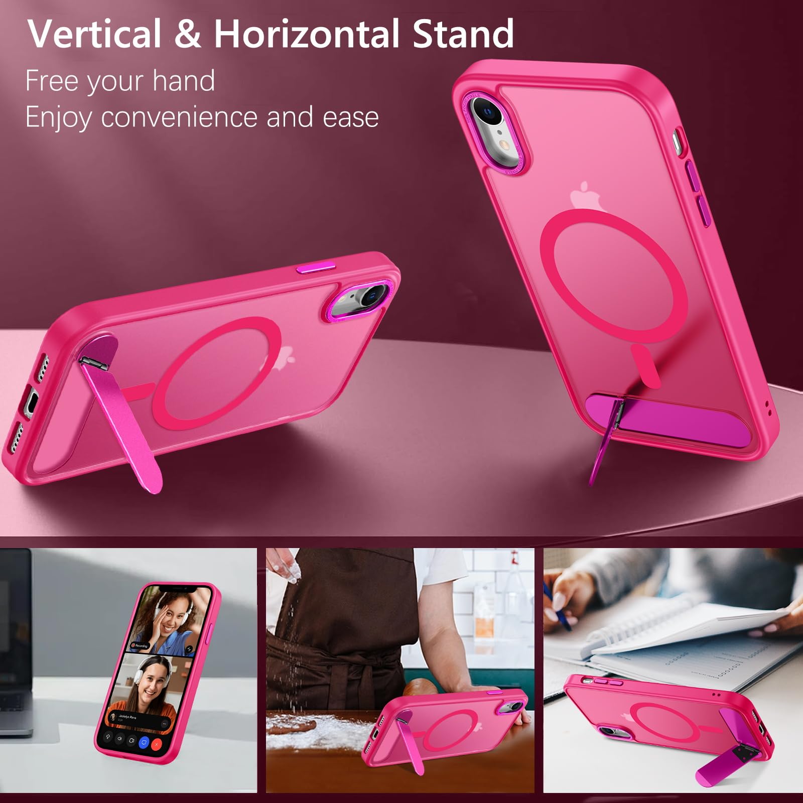 Guagua For Iphone Xr Case With Stand, Magnetic Cases With Foldable Invisible Stand Translucent Matte Back Slim Protective Shockp